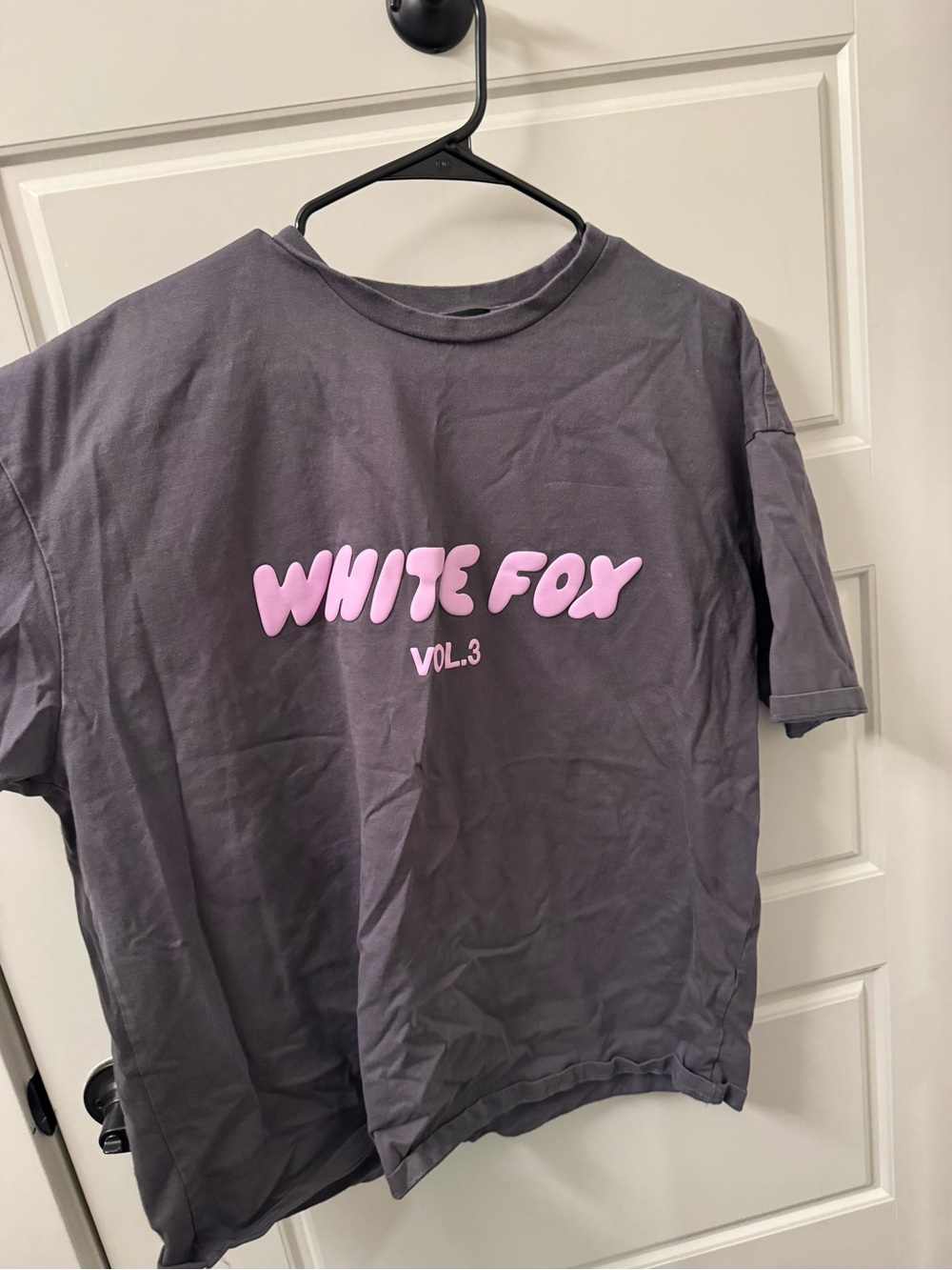White Fox Boutique Gray Tee with Pink Logo